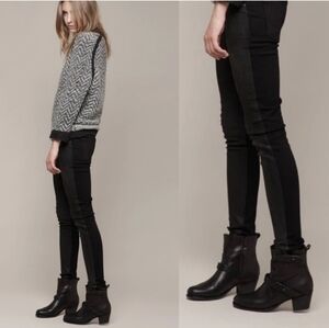 Rag & Bone Harper Leather Moto Black Ankle Zip Booties Size 10